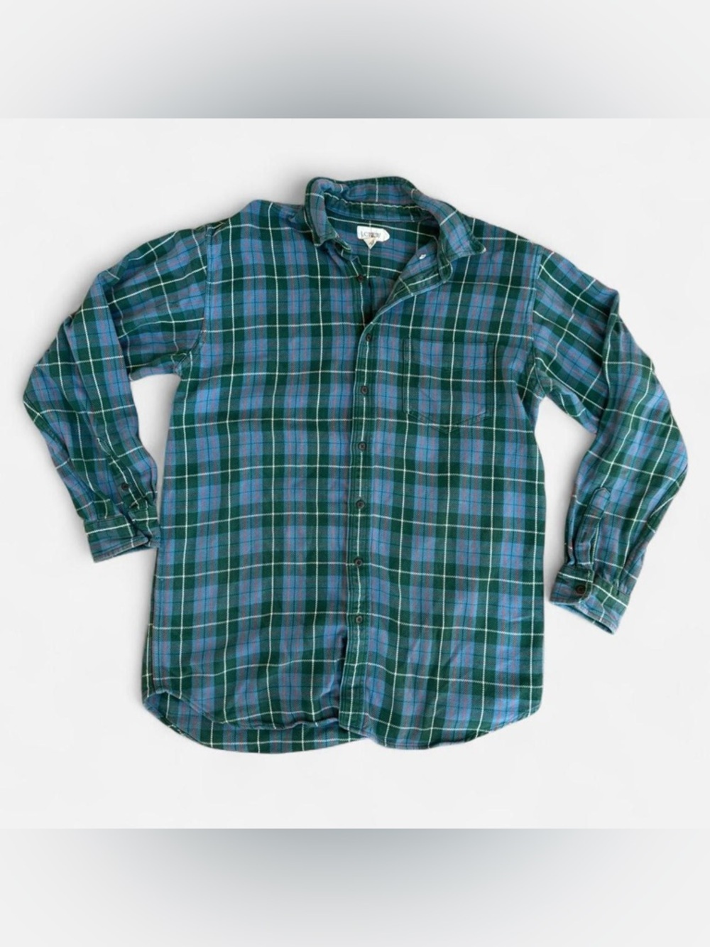 J.Crew vintage blue plaid heavyweight cotton button up - Picture 1 of 5